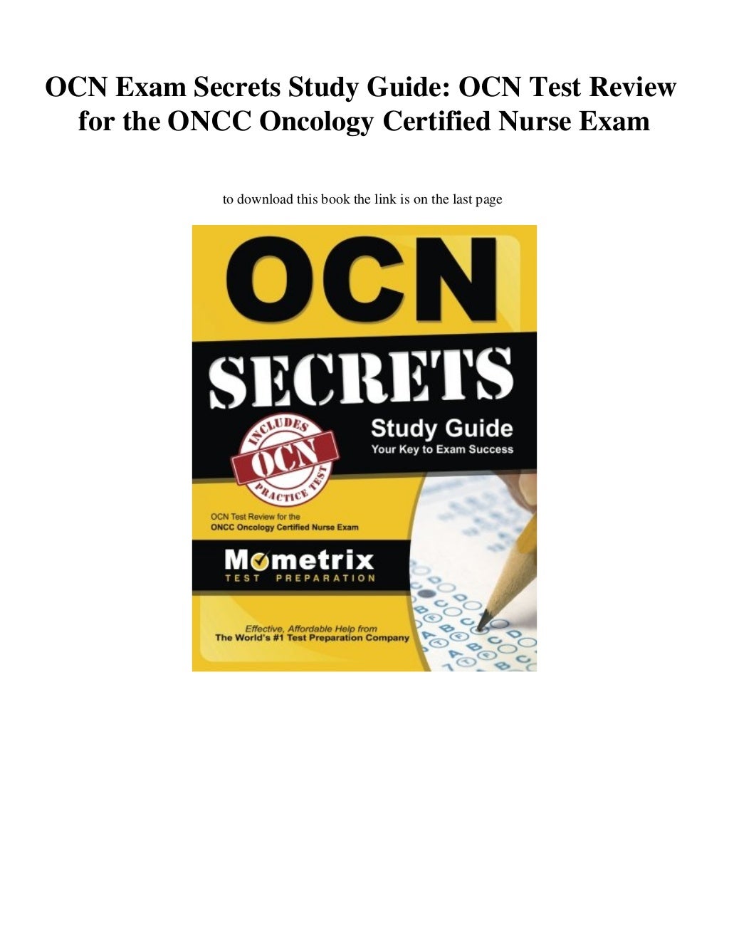 [DOWNLOAD] OCN Exam Secrets Study Guide OCN Test Review for the ONCC Oncology Certified Nurse Exam