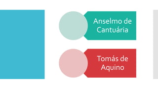 Anselmo de
Cantuária
Tomás de
Aquino
 
