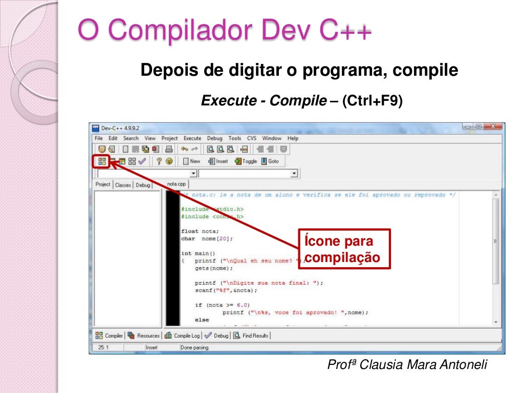 O compilador dev c 