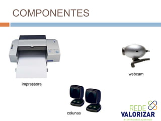 COMPONENTES
impressora
webcam
colunas
 