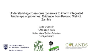 Understanding cross-scale dynamics to inform integrated
landscape approaches: Evidence from Kalomo District,
Zambia
Alida O’Connor
FLARE 2022, Rome
University of British Columbia
CIFOR/COLANDS
 