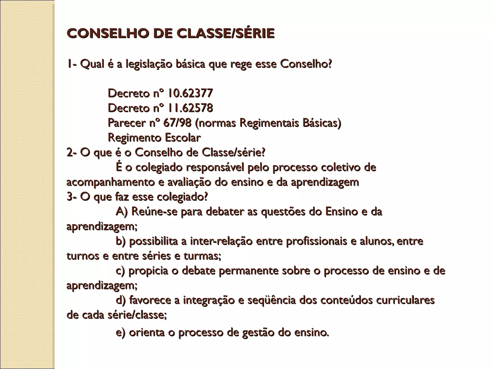 O conselho de classe | PPT