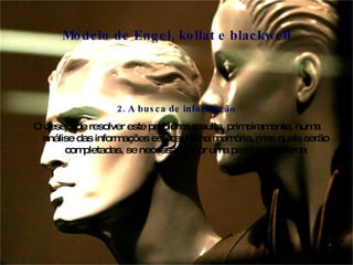 2. A busca de informação O desejo de resolver este problema resulta, primeiramente, numa análise das informações estocadas na memória, mas quais serão completadas, se necessário, por uma pesquisa externa Modelo de Engel, kollat e blackwell 