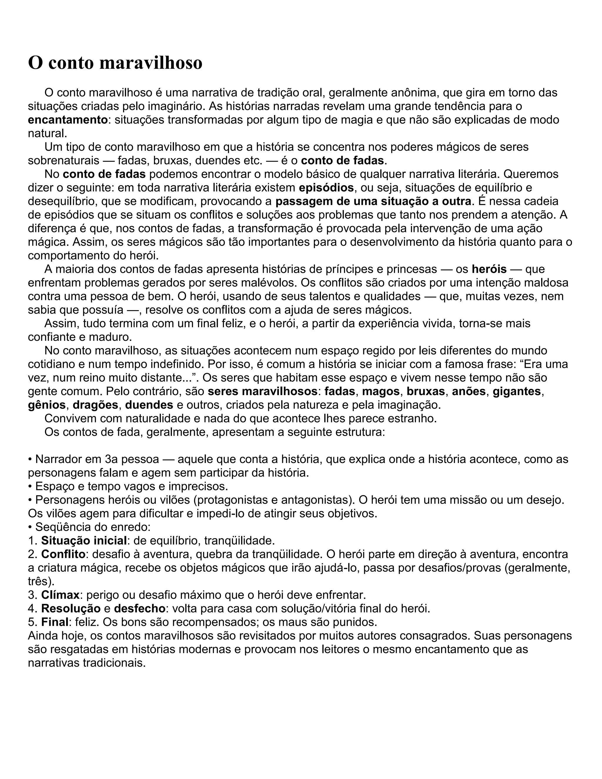 O conto maravilhoso | DOCX