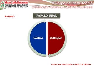 BINÔMIO:

FILOSOFIA DA IGREJA: CORPO DE CRISTO

 