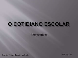 Perspectivas 
Maria Eliane Faccio Valezin 11/09/2014 
 