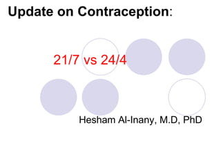 Update on Contraception:
21/7 vs 24/4
Hesham Al-Inany, M.D, PhD
 