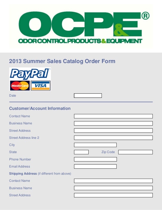 catalog order form