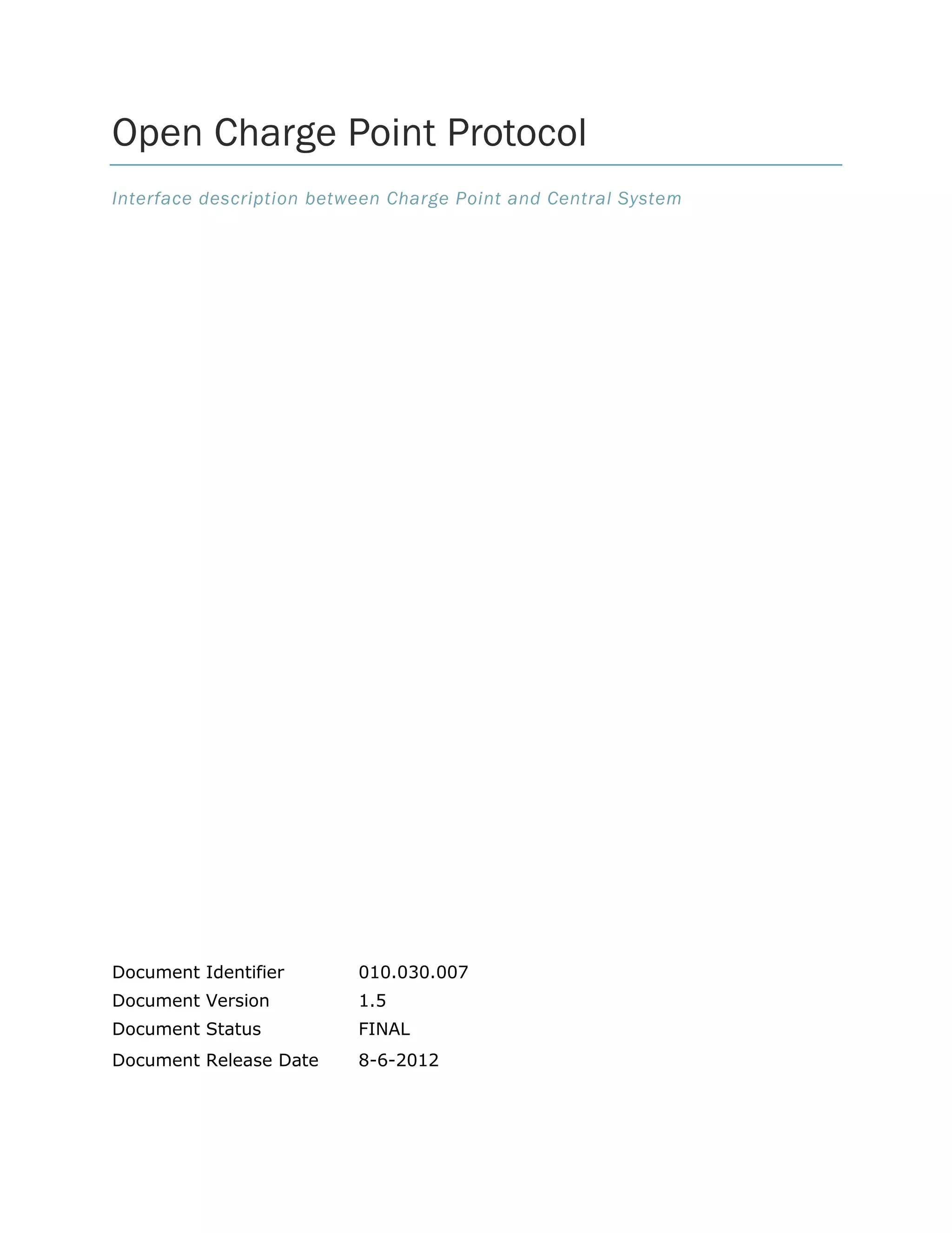 Ocpp specification 1.5_final | PDF