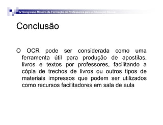 OCR: Uma Tecnologia a Serviço do Professor