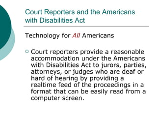 Realtime Court Reporters Presentation | PPT