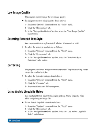 Sakhr Arabic OCR User's Guide | PDF