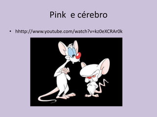 Pink e cérebro
• hhttp://www.youtube.com/watch?v=kz0eXCRAr0k
 