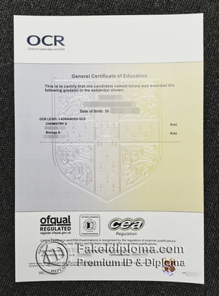 OCR GCE certificate