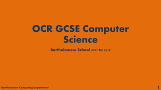 Ocr GCSE computer science introduction | PPT