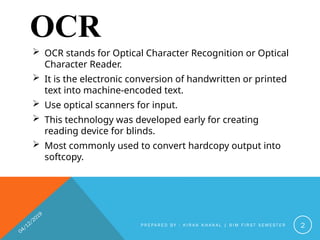 Input Devic Ocr Input devices ocr,obcr,omr,micr-200604140306.pptx