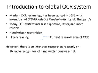 Ocr Introduction Optical Character Recognition (OCR) based Retrieval | PPTX