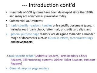 Ocr Introduction Optical Character Recognition (OCR) based Retrieval | PPTX