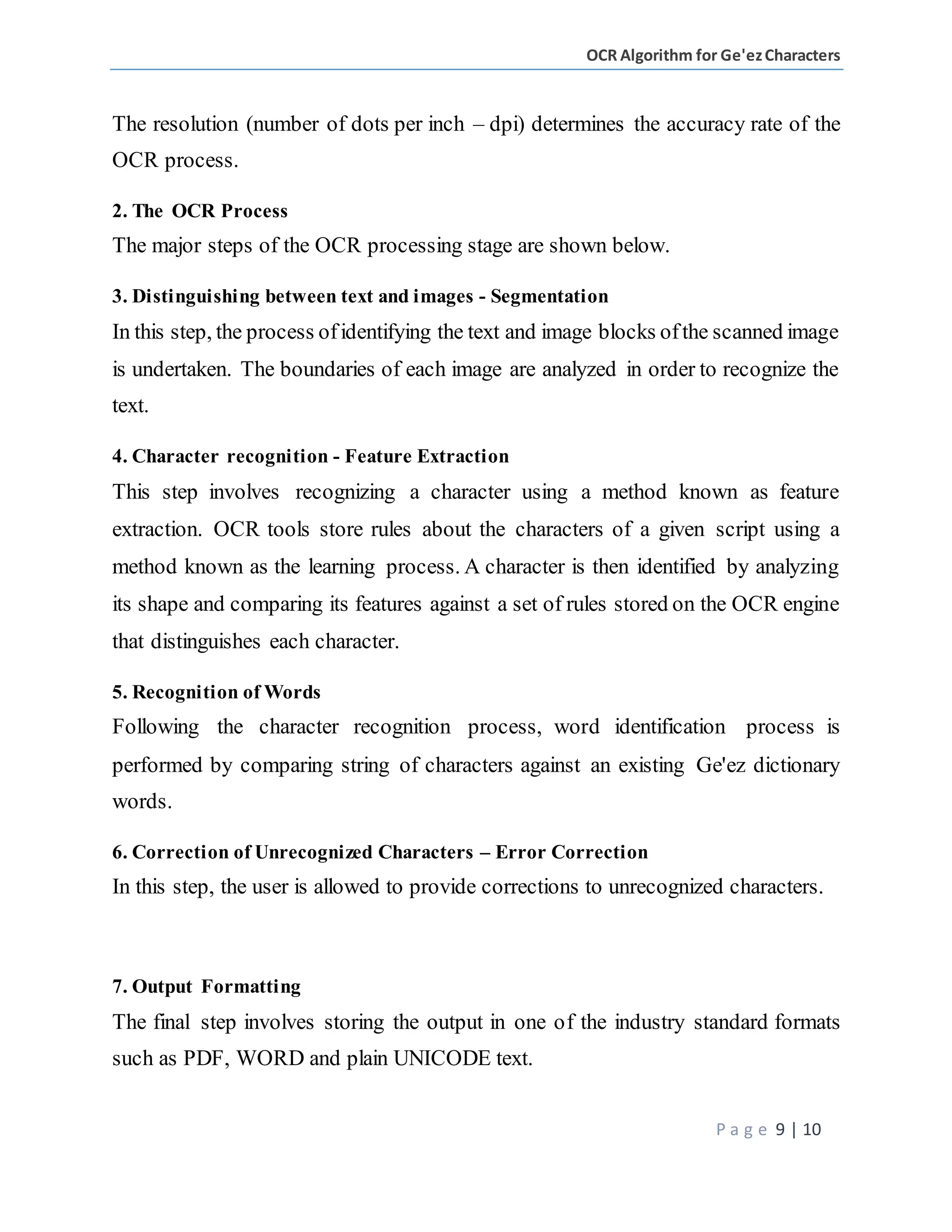Optical character recognition for Ge'ez characters | PDF