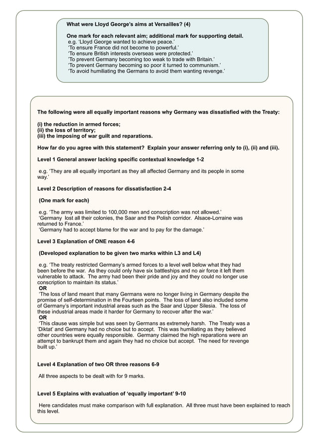 Treaty of Versailles Revision booklet | PDF