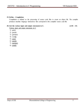 Ocs752 unit 1 | DOC | Programming Languages | Computing