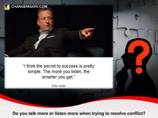 Do you talk more or listen more when trying to resolve conflict?
 