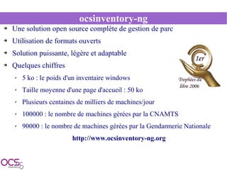 Présentation OCSInventory SolutionsLinux 2009