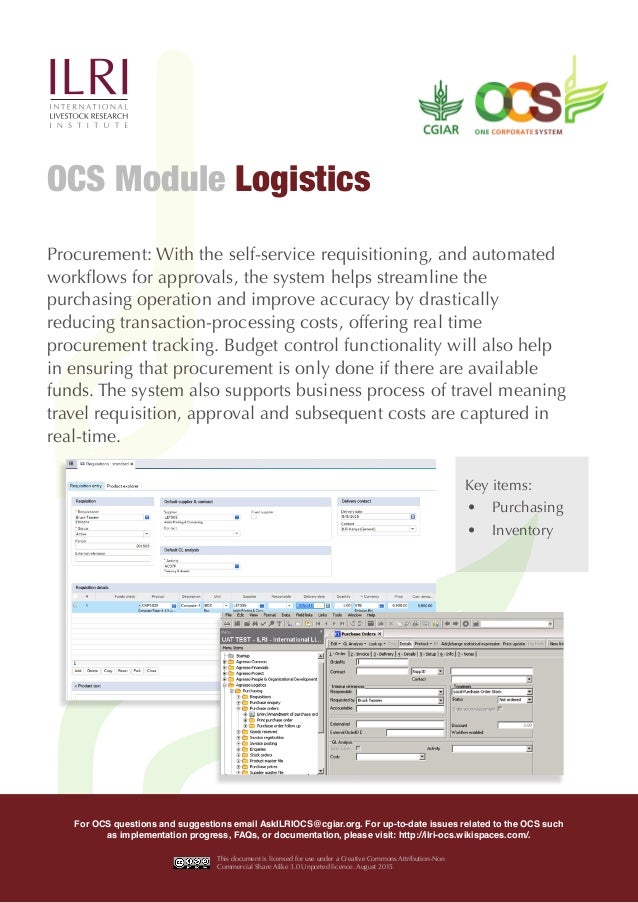 OCS Module—Logistics