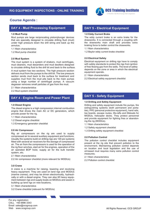 OCS Training Virtual IADC Rig Equipment Inspection Certification PDF