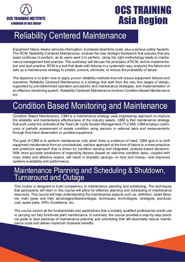 OCS Training calendar 2019 catalog