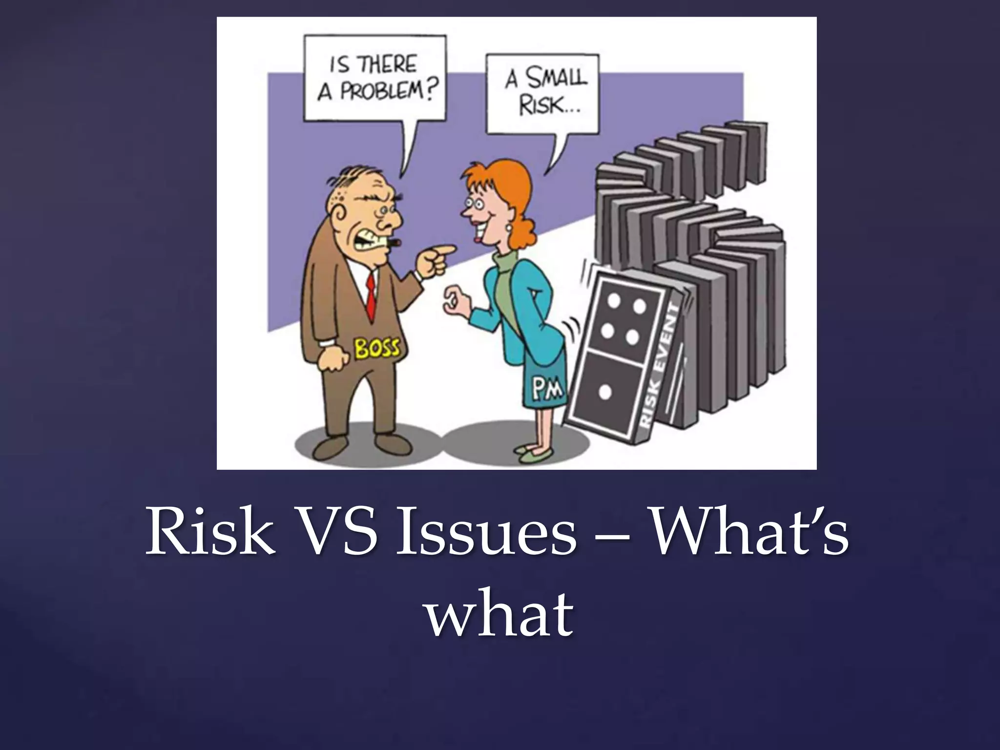 Risk VS Issues – What’s
         what
 
