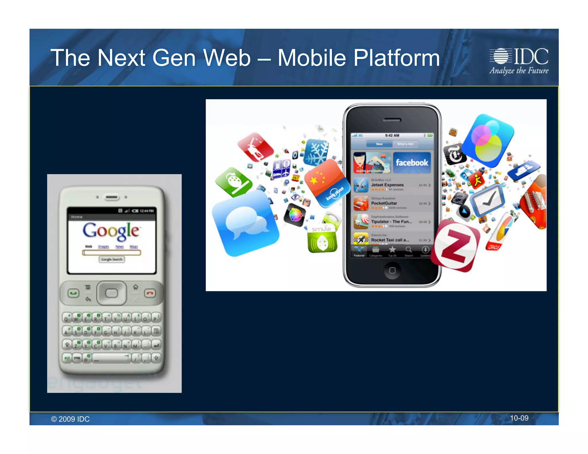 The Next Gen Web – Mobile Platform




© 2009 IDC                           10-09
 
