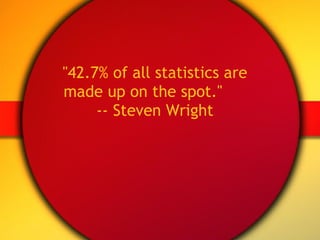 "42.7% of all statistics are  made up on the spot."  -- Steven Wright  