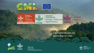 cifor.org
blog.cifor.org
ForestsTreesAgroforestry.org
e.gallagher@cgiar.org
gatere@gmail.com
 