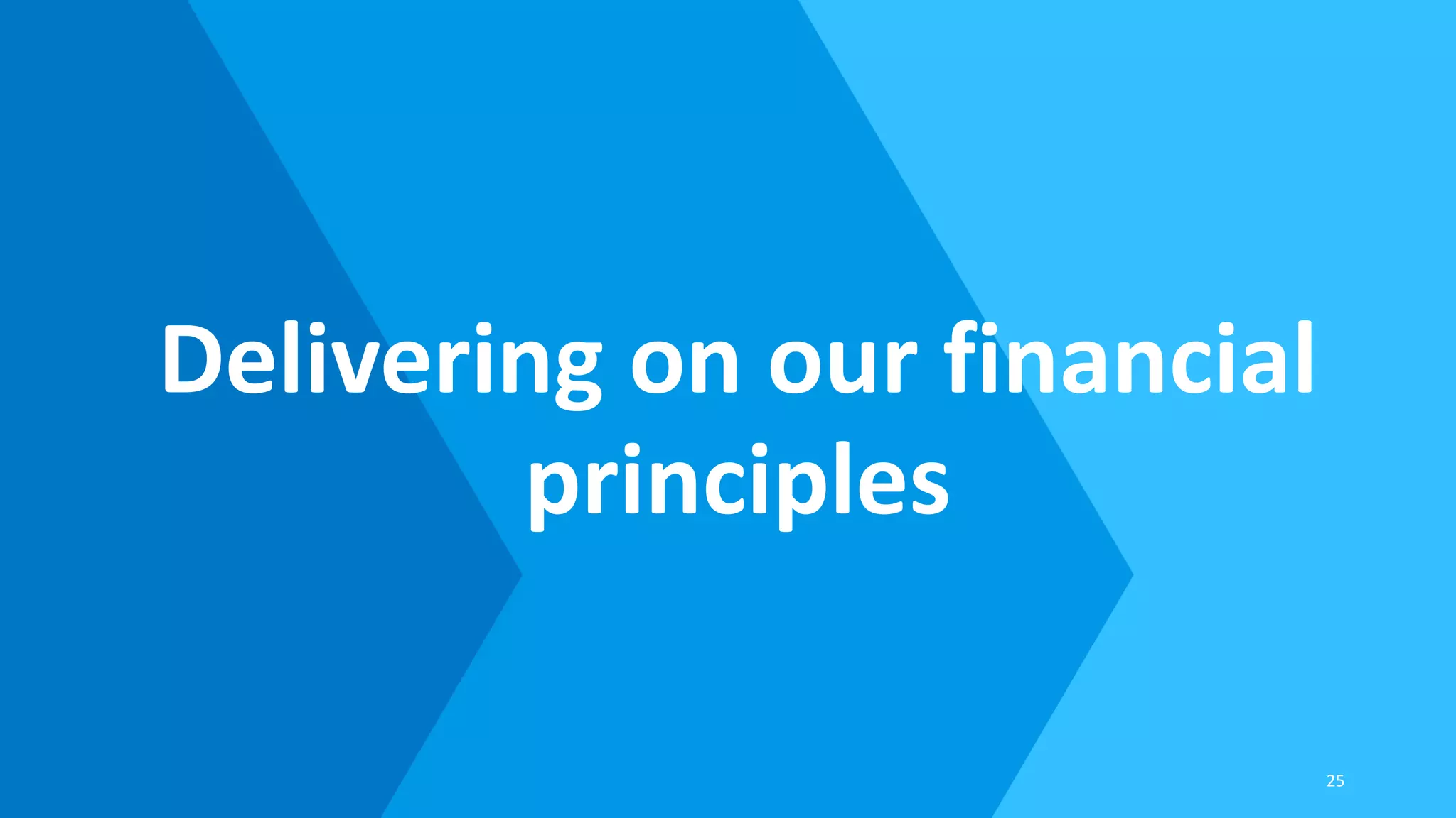Delivering on our financial
principles
25
 