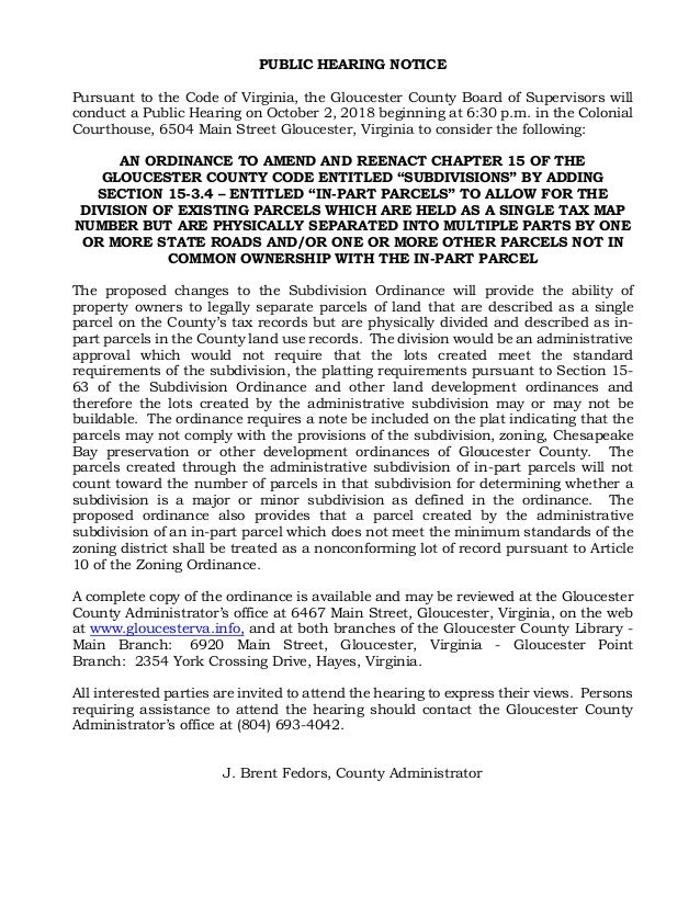 Oct 6 2018 Public Hearing Info
