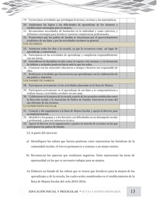 13EDUCACIÓN INICIAL Y PREESCOLAR * OCTAVA SESIÓN ORDINARIA
 