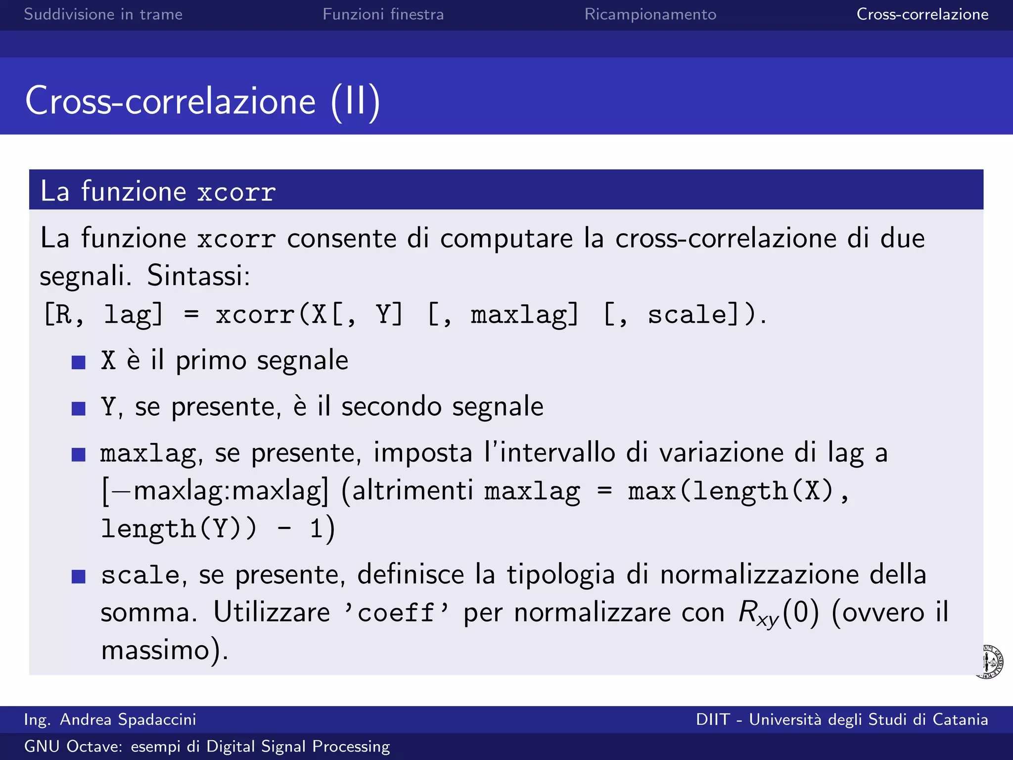 GNU Octave: esempi di Digital Signal Processing