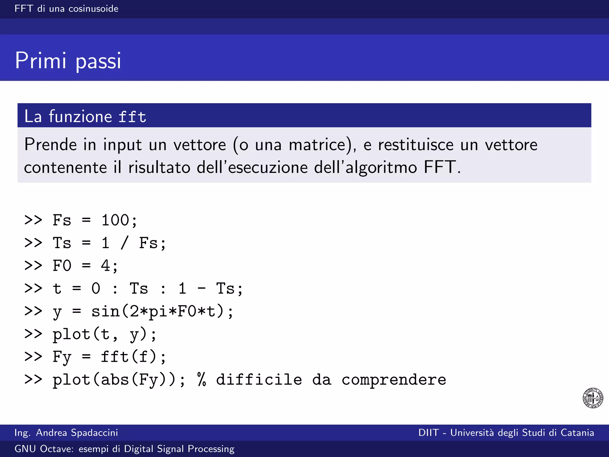 GNU Octave: esempi di Digital Signal Processing