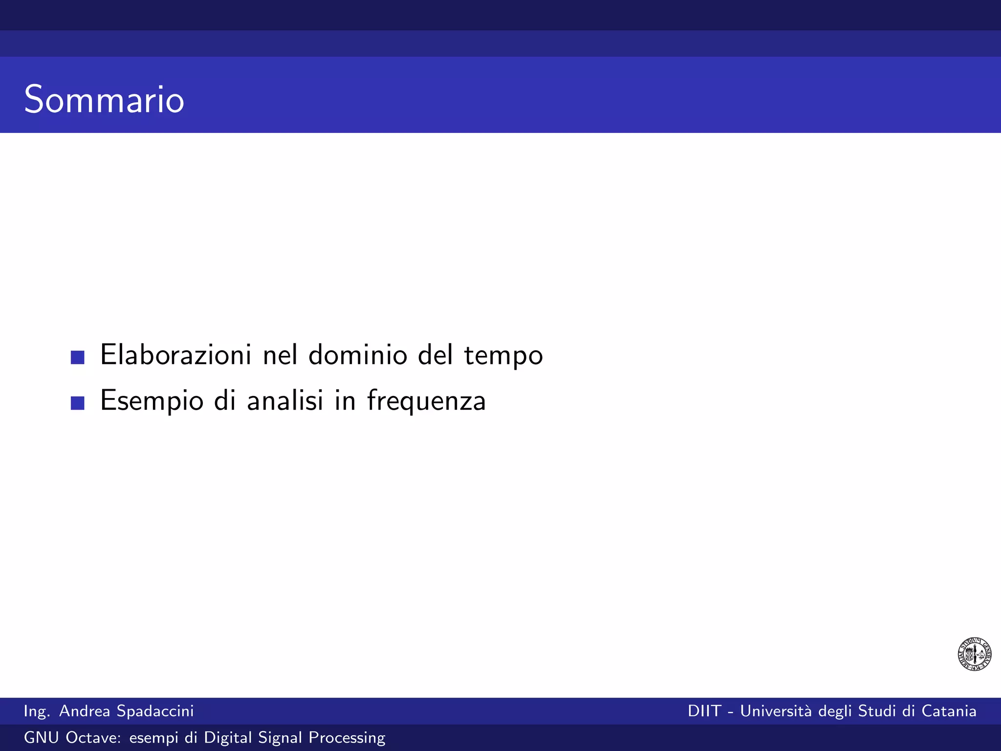GNU Octave: esempi di Digital Signal Processing