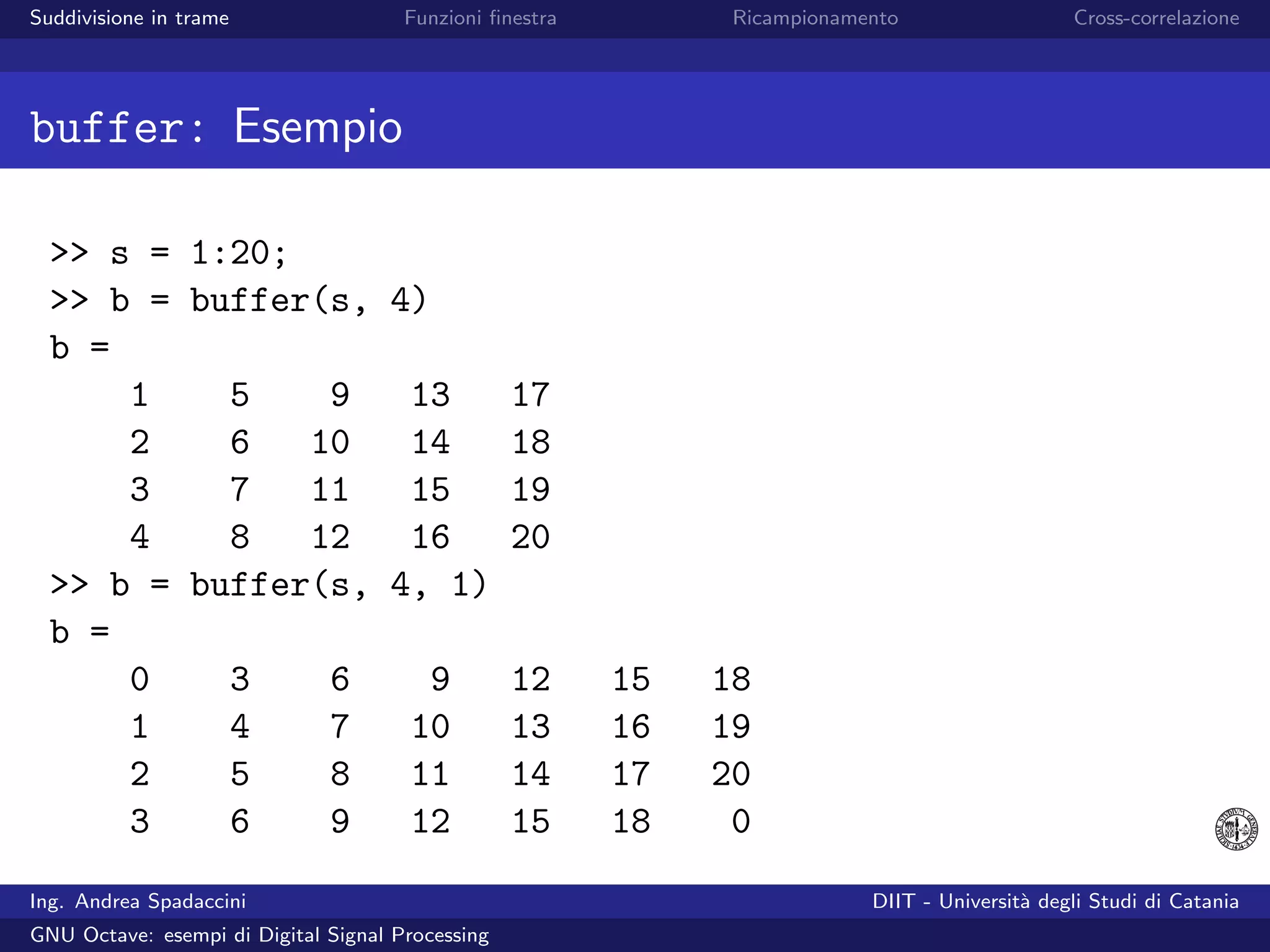 GNU Octave: esempi di Digital Signal Processing