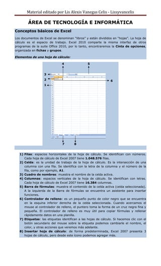 Octavo grado taller 0 de excel 2010 | PDF