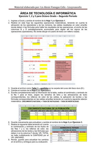 Octavo grado taller 1 de excel 2010 | PDF