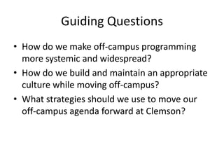 Off-Campus Task Force - Summary