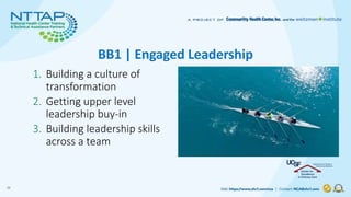BB1 | Engaged Leadership
1. Building a culture of
transformation
2. Getting upper level
leadership buy-in
3. Building lead...
