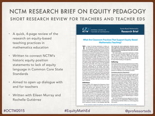 Equity and Social Justice in Mathematics Education | PDF