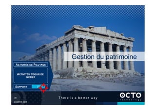 39	

© OCTO 2015
Gestion du patrimoine
SUPPORT IT
ACTIVITÉS COEUR DE
MÉTIER
ACTIVITÉS DE PILOTAGE
 