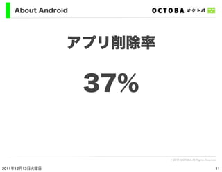 About Android




                 アプリ削除率

                    37%


                          © 2011 OCTOBA All Rights Re...