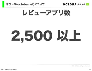 オクトバ(octoba.net)について


                 レビューアプリ数



        2,500 以上

                            © 2011 OCTOBA All Rights...