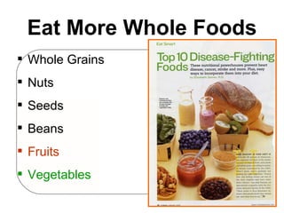 Eat More Whole Foods Whole Grains Nuts Seeds Beans Fruits Vegetables 